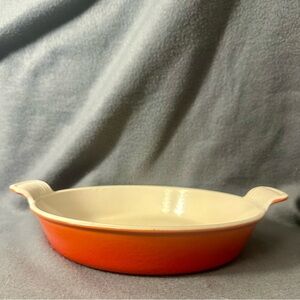 Vintage Cousances Flame Orange Pre Le Creuset #22 Enameled Cast Iron Casserole